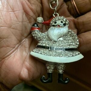 Festive Santa Claus Pendant with Crystals